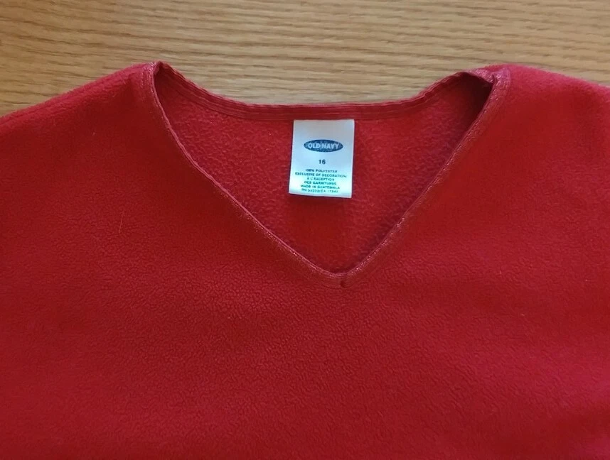 Old Navy Girls Size Large Red Fleece V-neck Pullover Sweat Shirt size 16 - Image 3 of 4