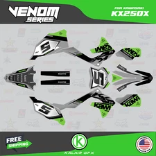 Graphics Decal Kit for Kawasaki KX250X 2021 2022 2023 2024 Venom  - Green