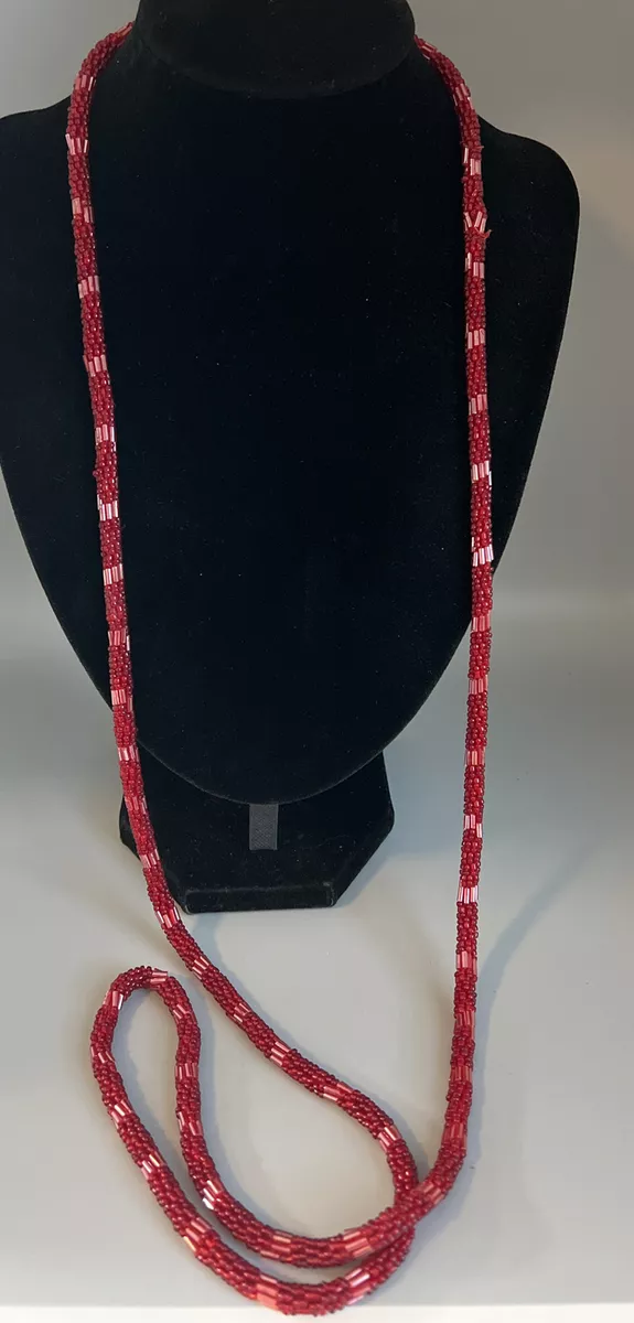 NECKLACE Red Tiny Red Beads Strung To Form A Chain. Looks Like Red Rope  Licorice