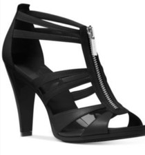 Michael Kors Berkley Black Leather Transparent T-strap Sandals 6M