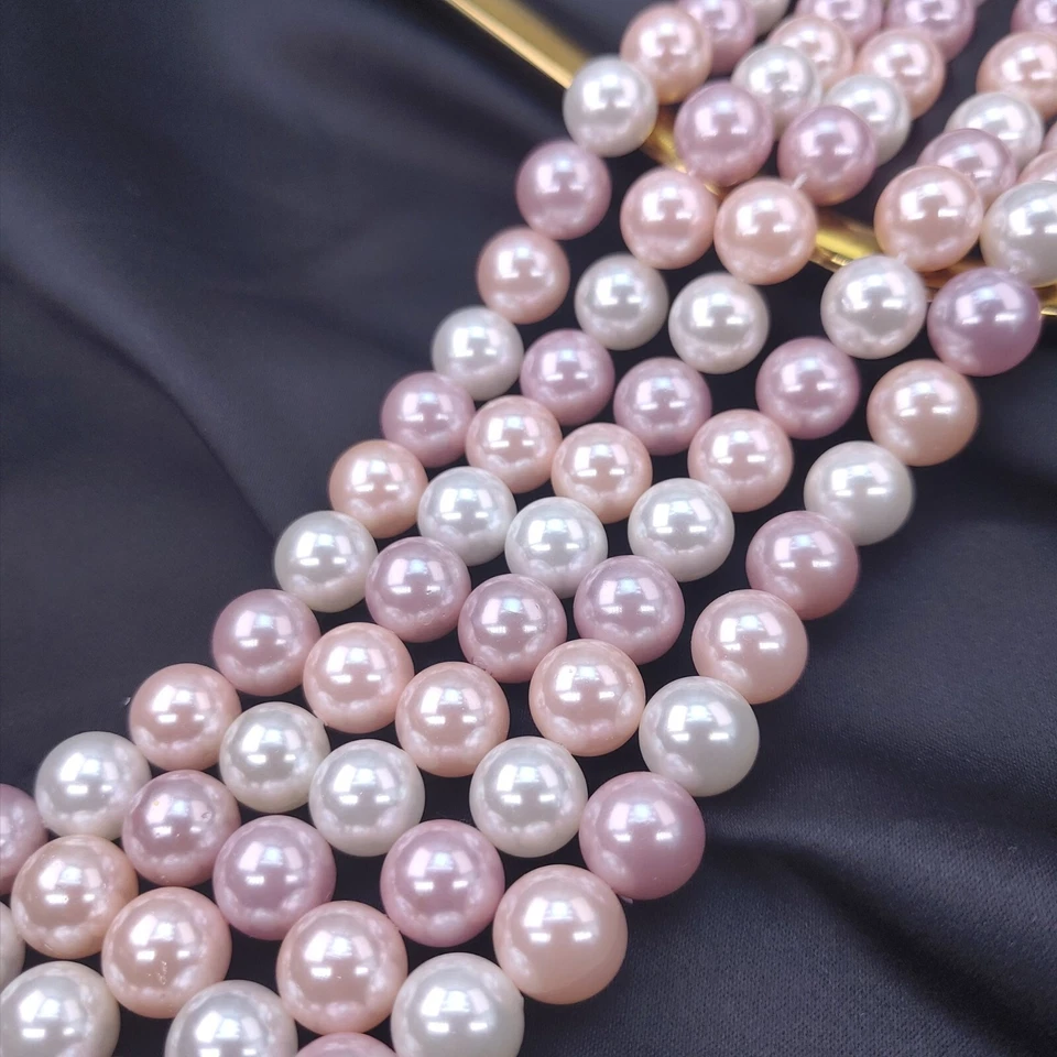 Rosa Perlen zum DIY Schmuck Basteln  MIX Farbe 10mm  Muschelkernperlen barock - Bild 2 von 4