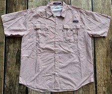 COLUMBIA PFG SUPER BAHAMA SHORT SLEEVE VENTED FISHING SHIRT MULTI MENS LARGE EUC