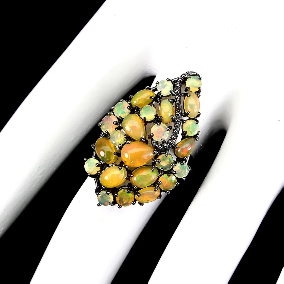 925 Sterling Silver Ring Pear Fire Opal 7x5mm Natural Gemstone Jewelry Sz 8 - Image 3 of 4