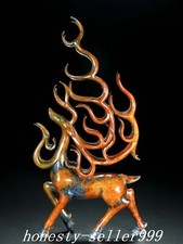 11'' Old Chinese Natural Hetian Jade Sika Deer Phoenix Phenix Animal Statue