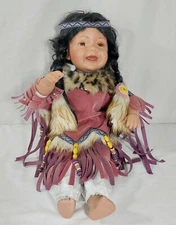 Cathay 16" Porcelain Doll Collection Native American Doll 119 Of 5000 Happy Face