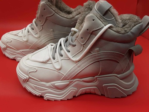 gefütterter Sportschuh, Alltagsschuh Gr: 36,37,38,39,40, Stiefel, grau-weiß, Neu - Bild 3 von 24