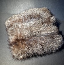 Womens Brown/white Real Fur Hand Muff Pre-owned