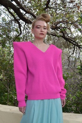 BALENCIAGA Pagoda Shoulder Pink Knit Pull Over Runway Sweater