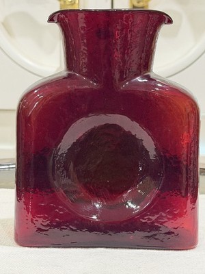 BLENKO RED RUBY 384 WATER BOTTLE VASE OR PITCHER SIGNED BY TWO BLENKOS 2011