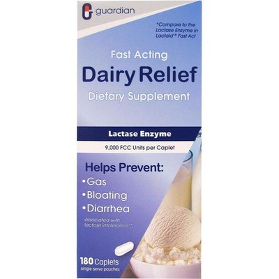 Natural Lactase Enzyme 180 CT - Quick Relief for Lactose Intolerance Symptoms