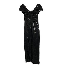 Vintage Night Moves Sequin Dress Small Black Formal Gown Evening AS IS Costume