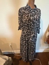 Black and White Calvin Klein Dress with Flowers Size 12