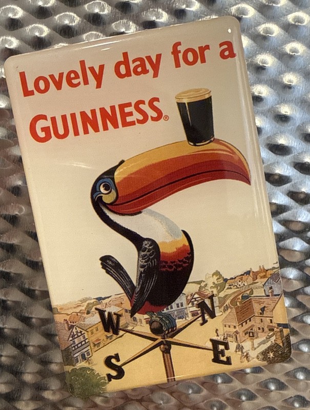 LOVELY DAY FOR A GUINNESS TOUCAN METAL REFRIGERATOR FRIDGE BAR MAGNET