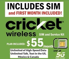 CRICKET SIM ⭐ 30 Days Unlimited Talk Text Data ✅ 5G High Speed Wireless Kit
