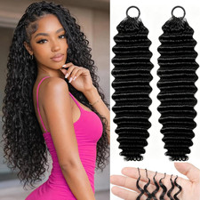 Human Crochet Hair for Black Women Deep Wave 18 Inch Miracle Knots Feather Croch