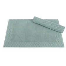 2 PCS 20x34 Inch 100 Cotton Bathroom Rugs Set Highly Absorbent Floor Mats