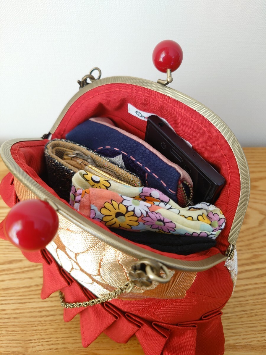 121 Red cloud and chrysanthemum pattern pouch bag… - image 6