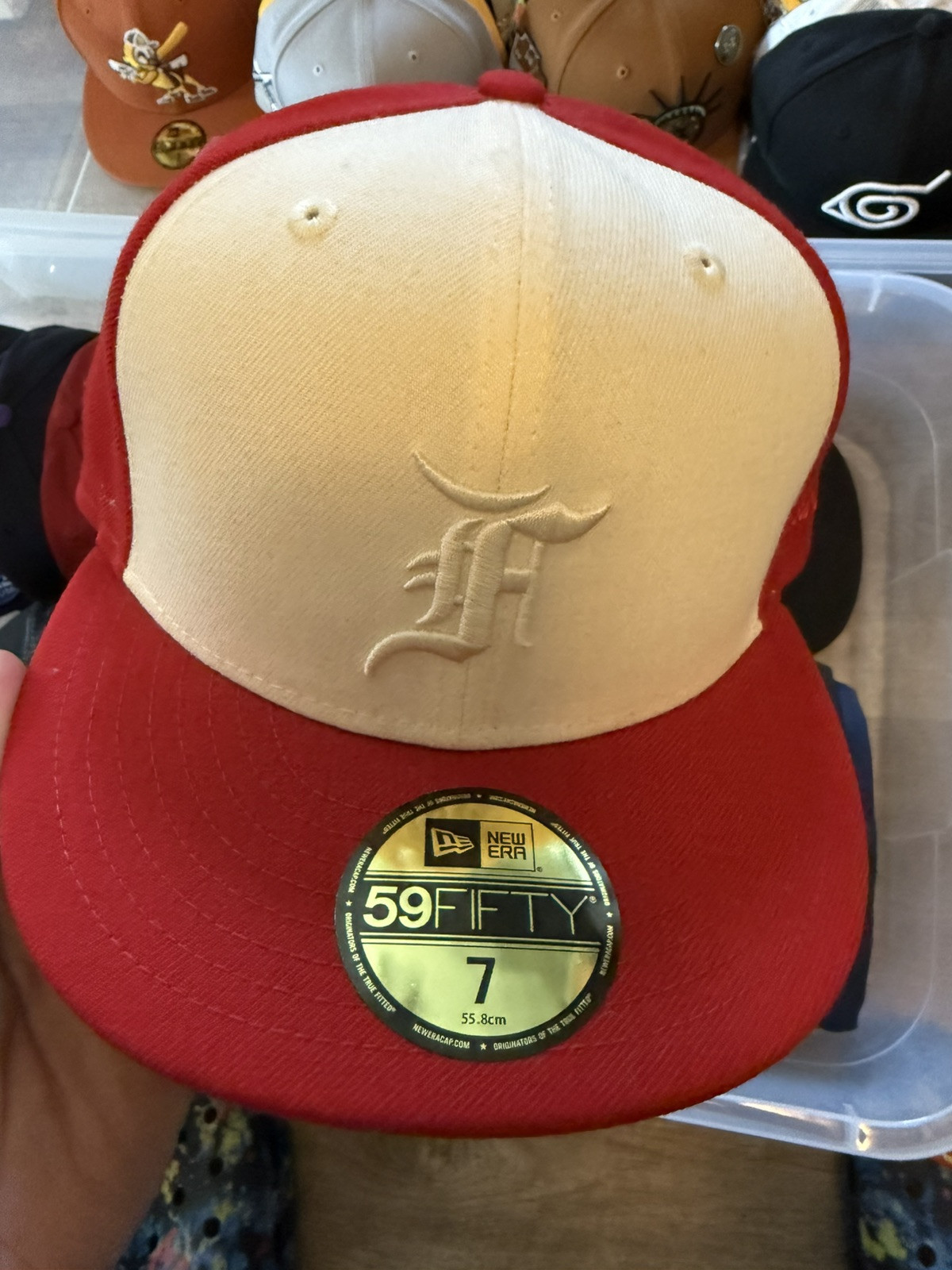Fear of God x New Era MLB Essentials 59Fifty Red White Fitted Hat SZ 7 NEW