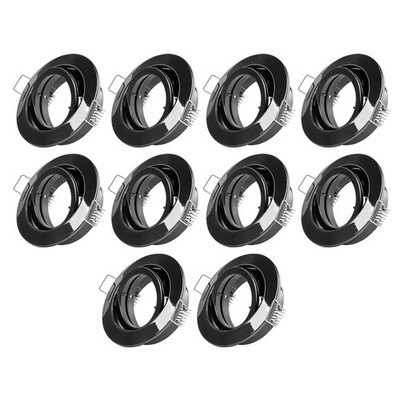 10 x Einbaustrahler Schwarz glänzend schwenkbar 68mm max. 50W Bajonettverschluss