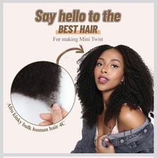 NEW Afro Kinky Bulk Human Hair for Draedlock Extensions Natural Black 16