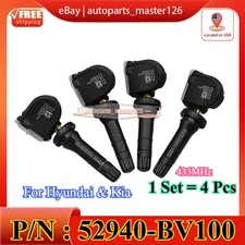 4Pcs TPMS 52940-BV100 Tire Pressure Sensor 433MHz For Hyundai Creta H1 Kia EV6