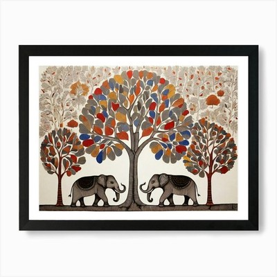Standard Traditional Gond Art From I Gerahmtes Wandbild Poster Leinwanddruck Bild
