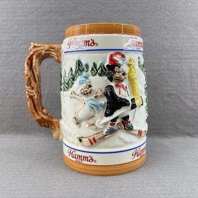 Hamm's Beer Bear Limited Edition 1986 Skiing Stein Mug 6-1/4'' Small Chip