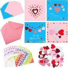 16 Pack Valentines Crafts DIY Card Valentines'S Day Kits Foam Heart Sticker Craf