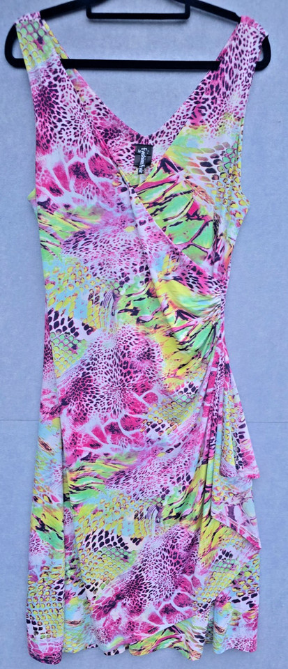 Fashion Fair Size M Stretch Multicoloured Sleeveless Dress Wrap Style Feature