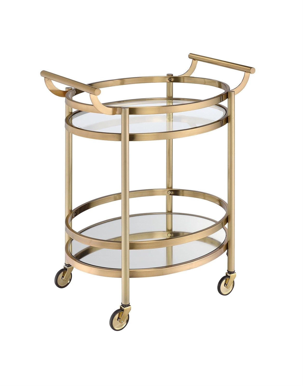 Serving Cart With Bottom Shelf In Glass And Bronze