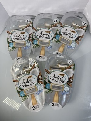 Bic Soleil Glide 2 Pack Razors Sandalwood & Coconut Scented Lot Of 5 New