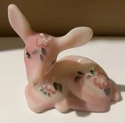 Fenton Deer Custard Satin Pink Flower Raspberry Handpainted Figurine sighned