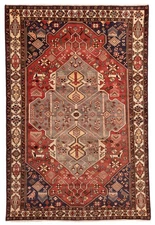 Vintage Red Traditional 6'7" x 9'10" Hand-Knotted Oriental Wool Area Rug