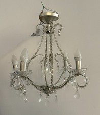 Chandelier ceiling light - crystal/glass and silver