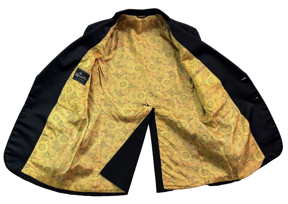 Chaqueta Esmoquin Vintage Años 70 42R Satinado Terciopelo Esmoquin Cena Formal Solapa Ancha Retro Foto 4 de 4