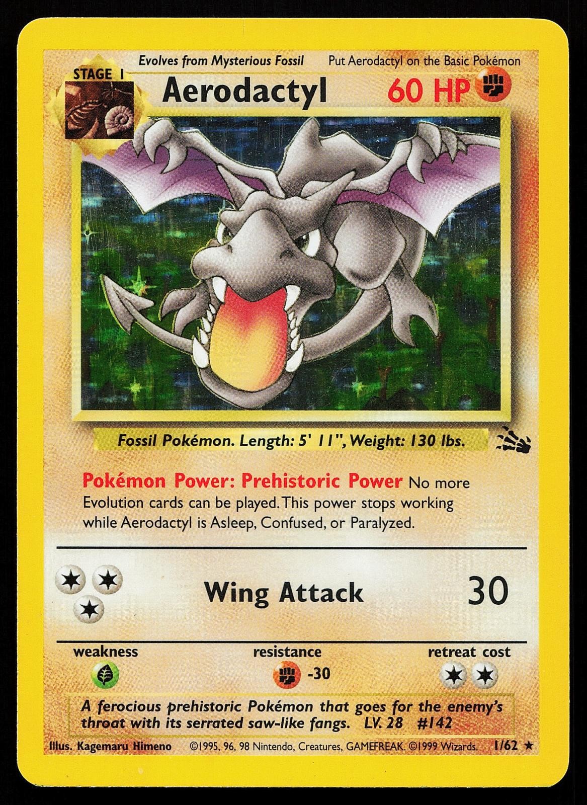 Aerodactyl 1/62 Unlimited Holo Rare Fossil Pokemon Card