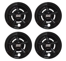 8  Wheel Covers Glossy Black Finish SS design SET OF 4 for Golf Cart Wheels