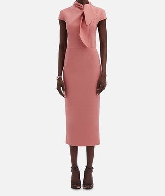 Oscar De La Renta Women's Pink Wool Blend Midi Dress Size 6
