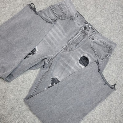 Blue Savvy Jeans Womens 13/31 Gray  Distressed Grunge Raw Hem Button Fly Y2K