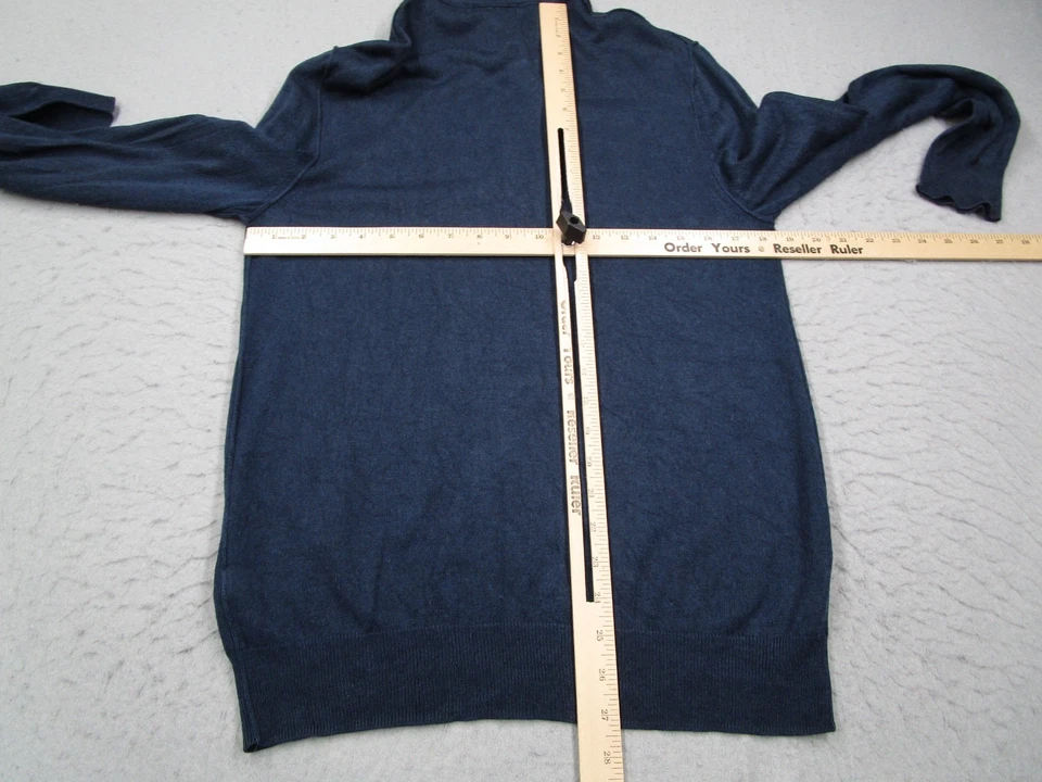 Suéter Banana Republic Hombres Medio Azul Seda Cachemira 1/4 Cremallera Pullover Trabajo Golf Foto 4 de 4