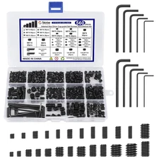 560PCS 25 Sizes Metric & SAE Set Screw Assortment Kit,12.9 Class Alloy Steel Int