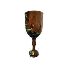 Wooden Painted Cup 8" Decorative Country Scene