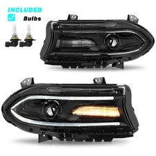 For 2015-2022 Dodge Charger Halogen LED DRL Projector Headlight Left&Right Pair 
