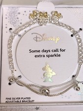 New Disney Minnie Mouse Bracelet  Stud Earring Set Fine Silver Plated New/Box