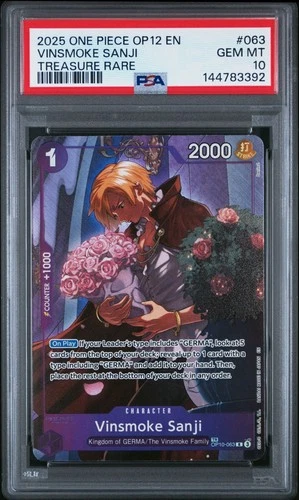 2025 One Piece OP12 EN Vinsmoke Sanji Treasure Rare #063 PSA 10 GEM MINT