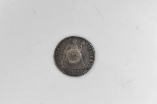 1869 Silver Seated Liberty Half Dime DAMAGED
