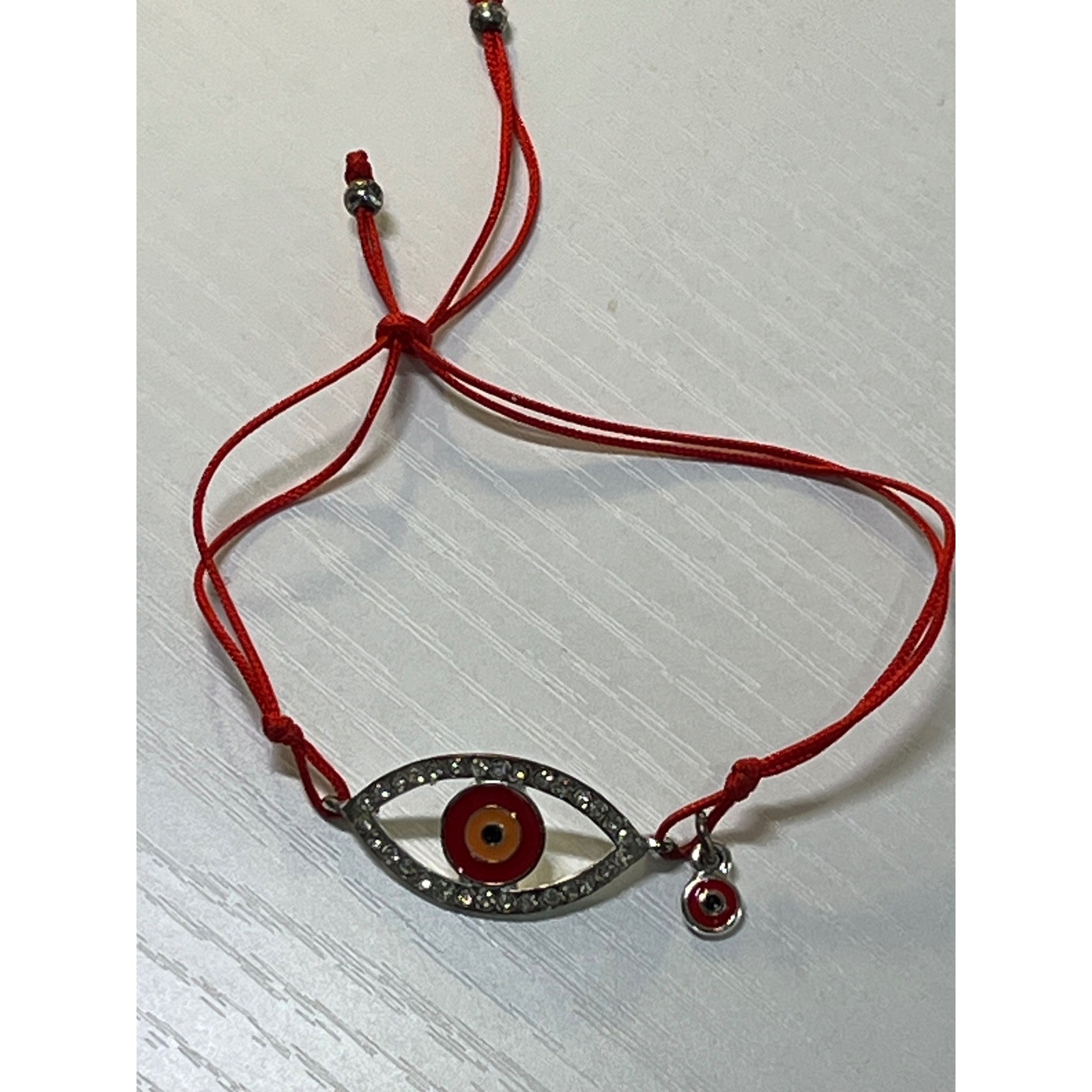 Red String Evil Eye Charm Bracelet Rhinestone Adj… - image 1