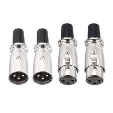 2 Set 3 Pin XLR Connector Male Female Plug Microphone Cable Connector Silver
