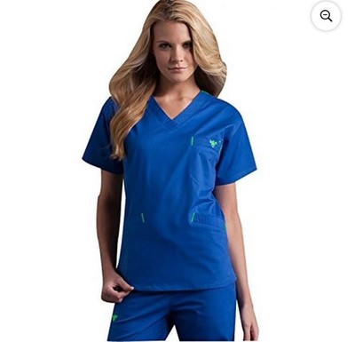 Med Couture Women's Signature V-Neck Scrub Top Royal Lime Medium E-Z Flex 8403