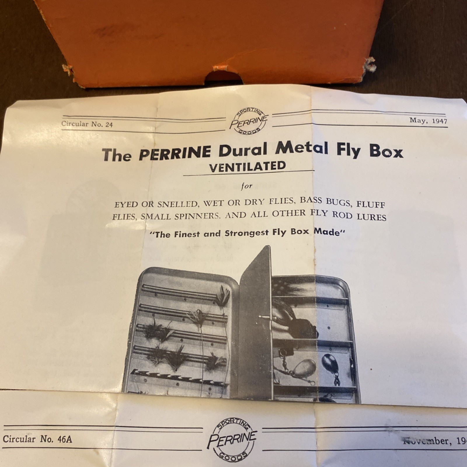 BOX ONLY VTG Perrine Mfg. Co. Free Stripping No. 80 Automatic Fly Fishing Reel